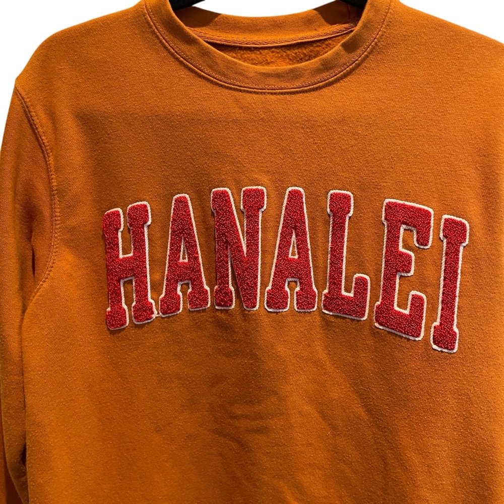 "New York Popular" super soft Gold Crewneck Sweatshirt with Red Hanalei size S - Picture 3 of 11